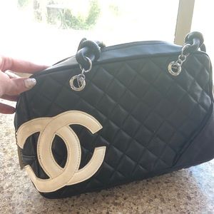Calfskin CHANEL quilted Cambon tote